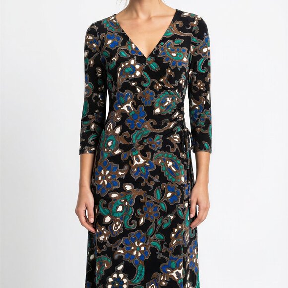 Evan Picone Dresses & Skirts - Evan Picone Dress Size 8 Multicolor Faux Wrap Jersey Knit